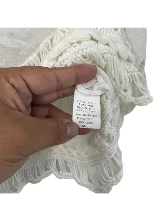 Bohemian Cream Crochet Cropped Hippie Top Size M/L - Picture 5 of 6